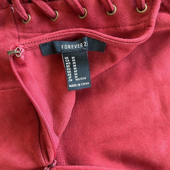 Forever21 Red Suede Halter Mini Dress Size M - Picture 4 of 4
